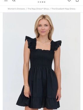 Hill House Black Ruffle-strap Smocked Mini Dress
